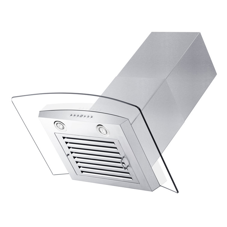 30" Stainless Steel Convertible Wall Mount Range Hood with Glass Canopy