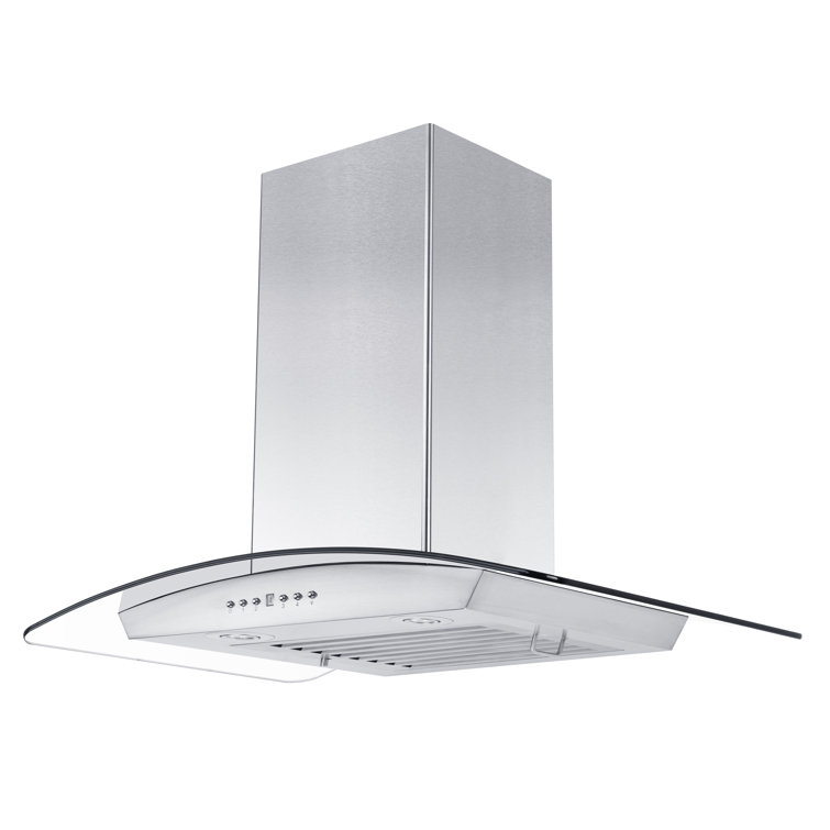 30" Stainless Steel Convertible Wall Mount Range Hood with Glass Canopy