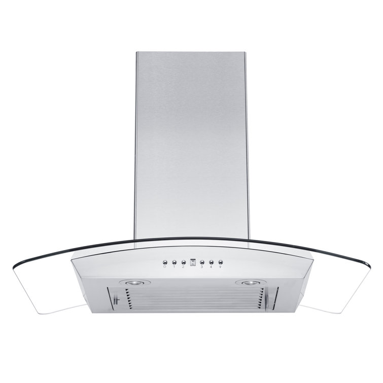 30" Stainless Steel Convertible Wall Mount Range Hood with Glass Canopy