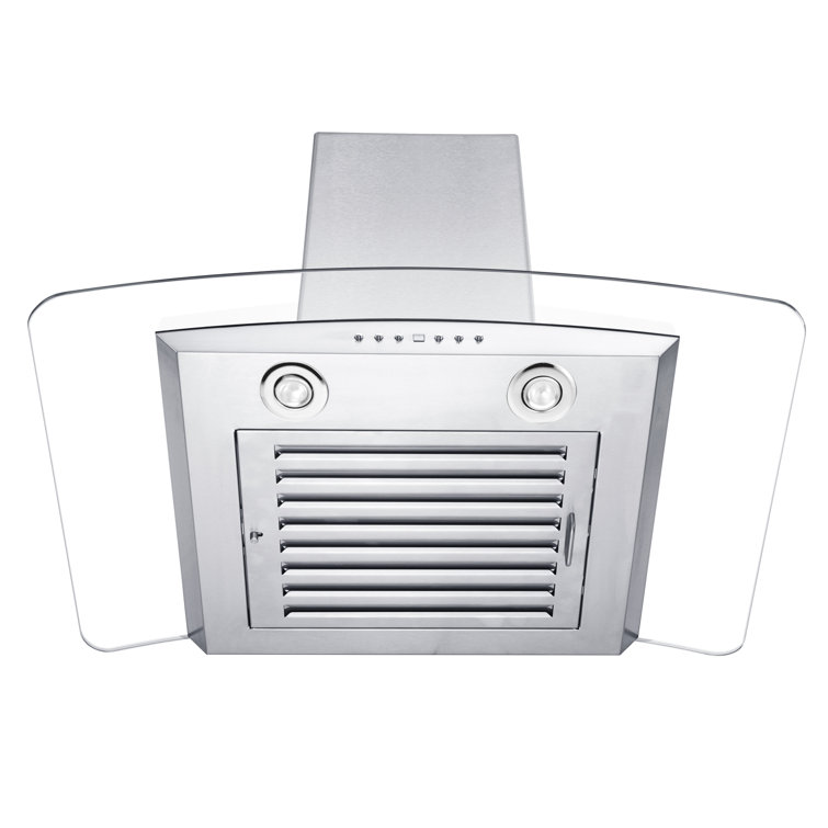 30" Stainless Steel Convertible Wall Mount Range Hood with Glass Canopy