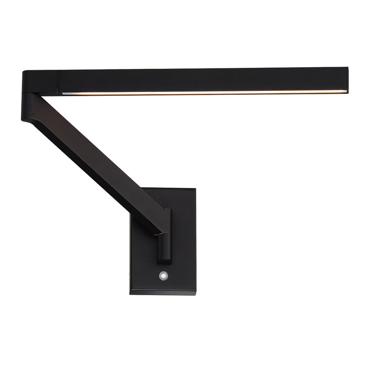 Joziah Black Aluminum LED Swing Arm Sconce with White Diffuser