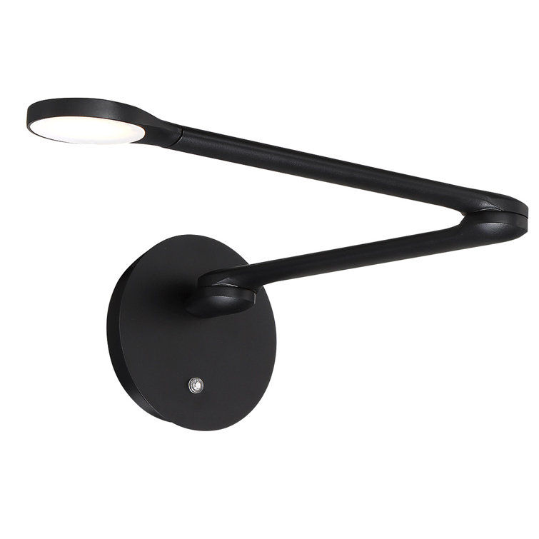 Modern Black LED Swing Arm Sconce with White Acrylic Diffuser