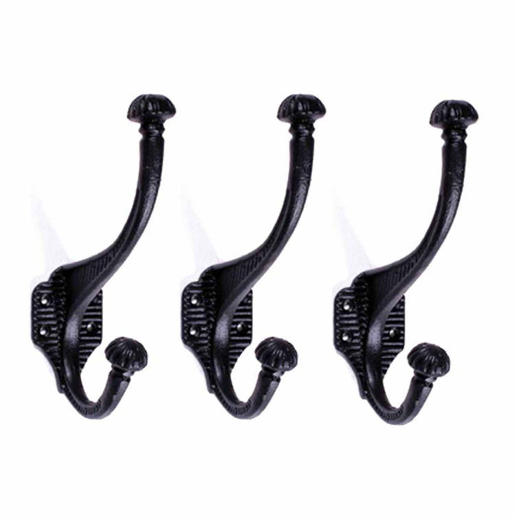 Black Wrought Iron Double Wall Mounted Robe Hook