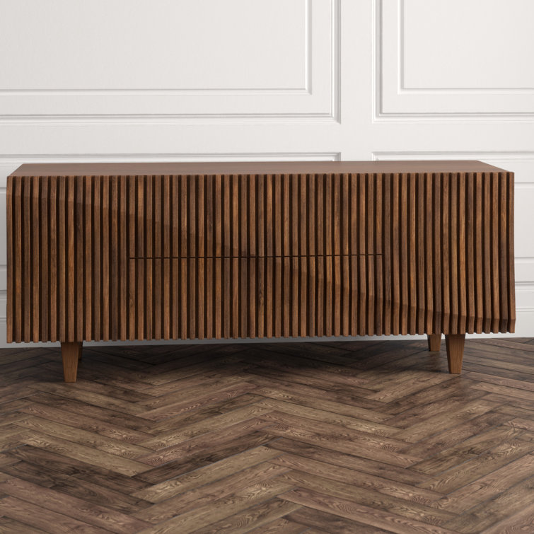 Jin-Ho Elegance 78'' Dark Walnut Solid Wood Sideboard