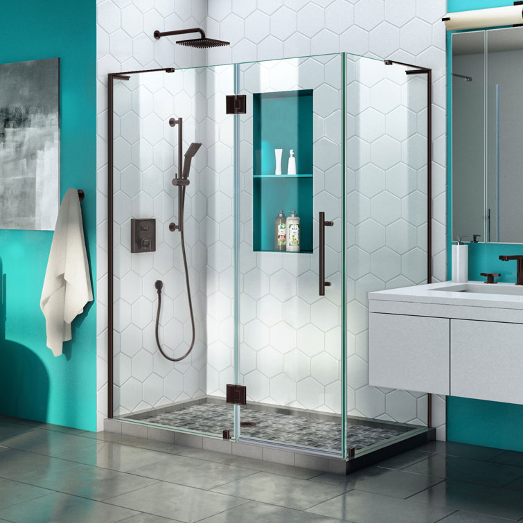 Quatra Plus 46" x 72" Frameless Hinged Shower Enclosure in Oil Rubbed Bronze