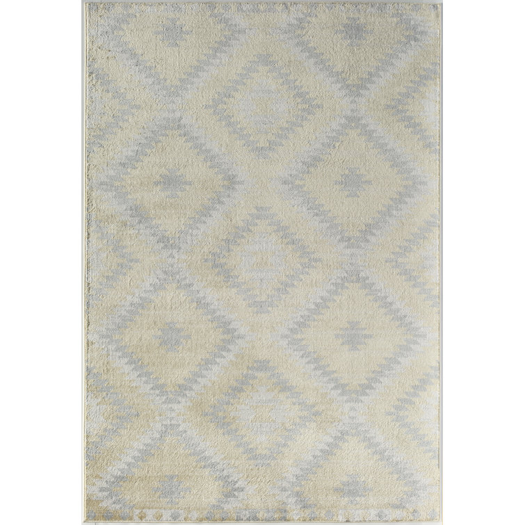 Sunflower Yellow and Gray Synthetic Area Rug, 2' x 4'