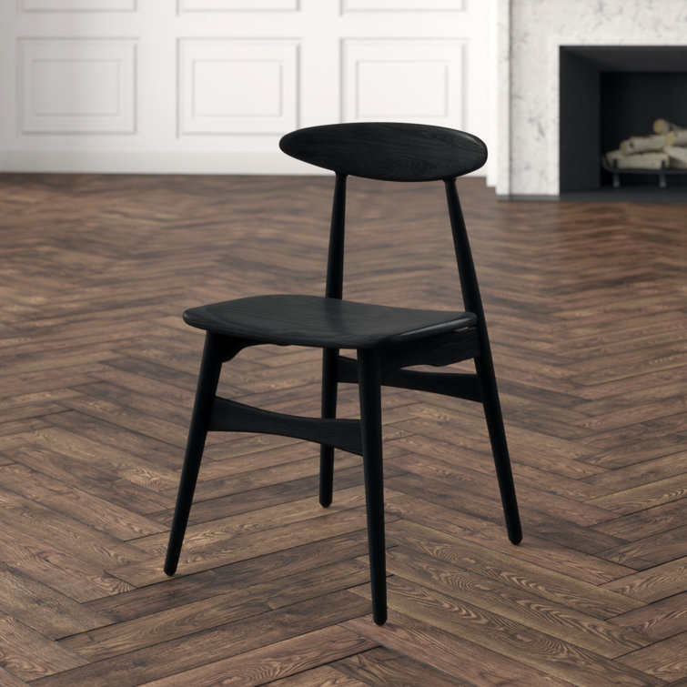 Charcoal Black Upholstered Solid Wood Side Chair