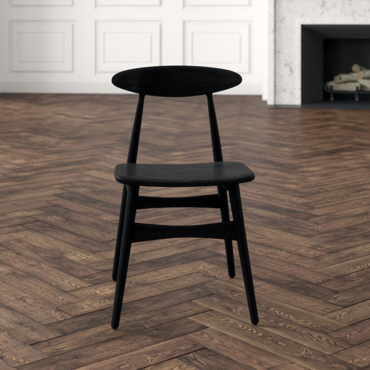 Charcoal Black Upholstered Solid Wood Side Chair