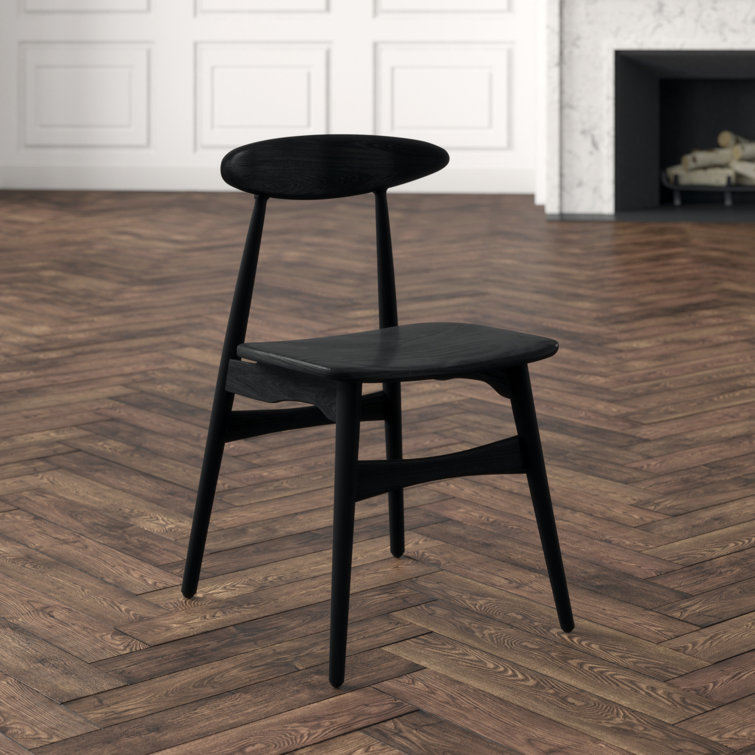 Charcoal Black Upholstered Solid Wood Side Chair
