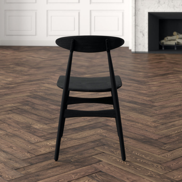 Charcoal Black Upholstered Solid Wood Side Chair