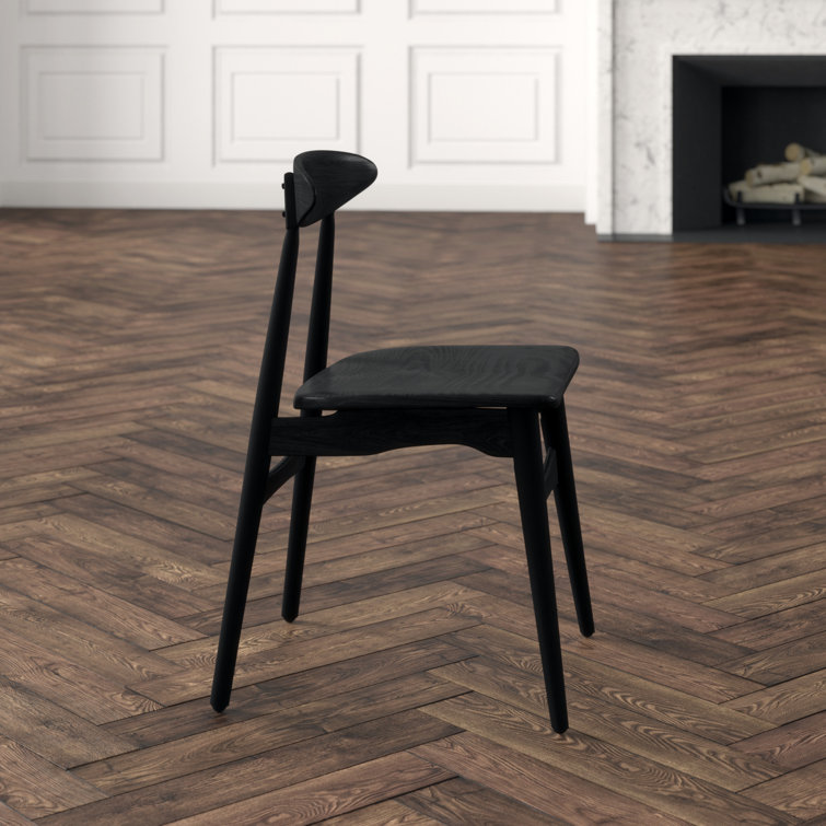 Charcoal Black Upholstered Solid Wood Side Chair