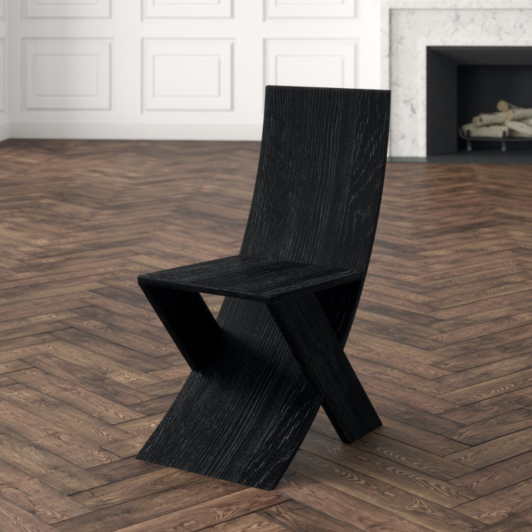 Noir Tech Charcoal Black Solid Wood Slim Side Chair