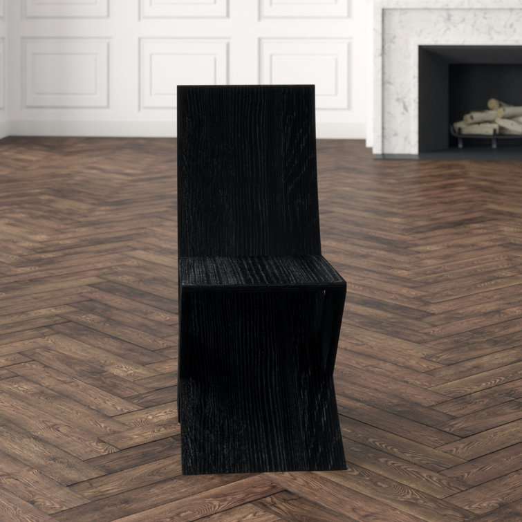 Noir Tech Charcoal Black Solid Wood Slim Side Chair