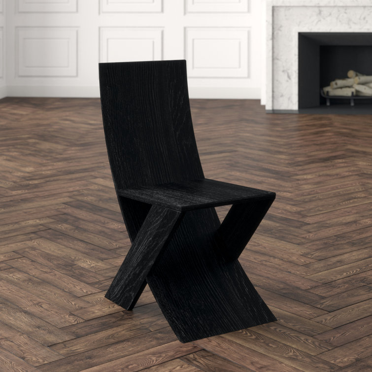 Noir Tech Charcoal Black Solid Wood Slim Side Chair