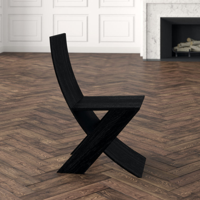 Noir Tech Charcoal Black Solid Wood Slim Side Chair