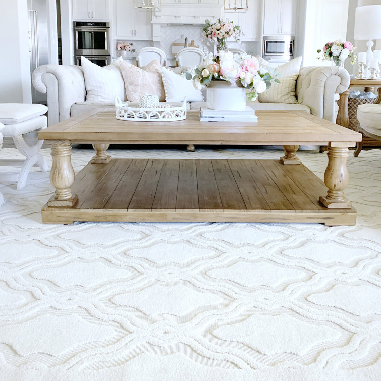 Natural Gray Trellis Synthetic Stain-Resistant Area Rug 9' x 13'