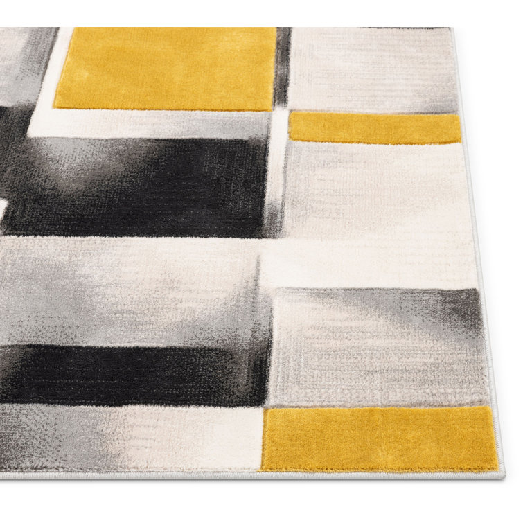 Modern Geometric Gold Synthetic 8' x 10' Easy-Care Area Rug