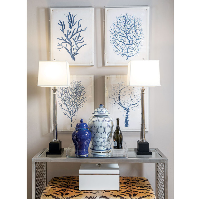 Kensington Nickel Buffet Table Lamp Set with Rectangular Shades