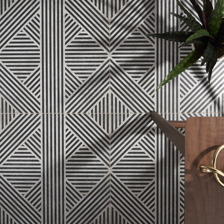 Tribeca Black and White 24" x 24" Matte Porcelain Wall and Floor Tile