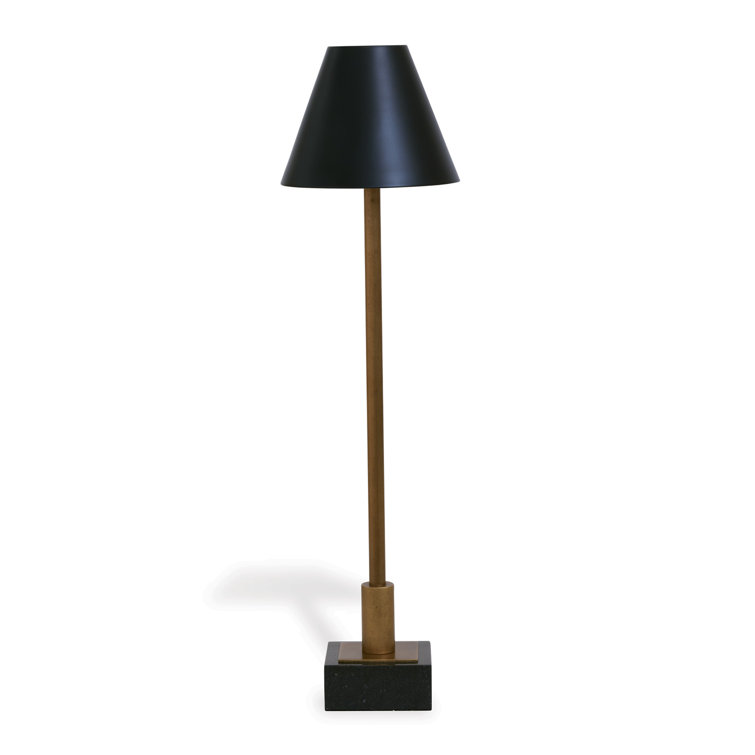 Antiqued Brass and Black Granite Buffet Lamp Set