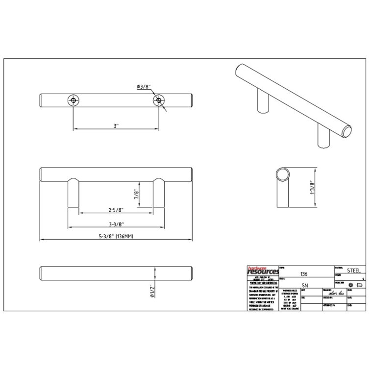 Brushed Gold Modern Cabinet Bar Pull with Mounting Hardware