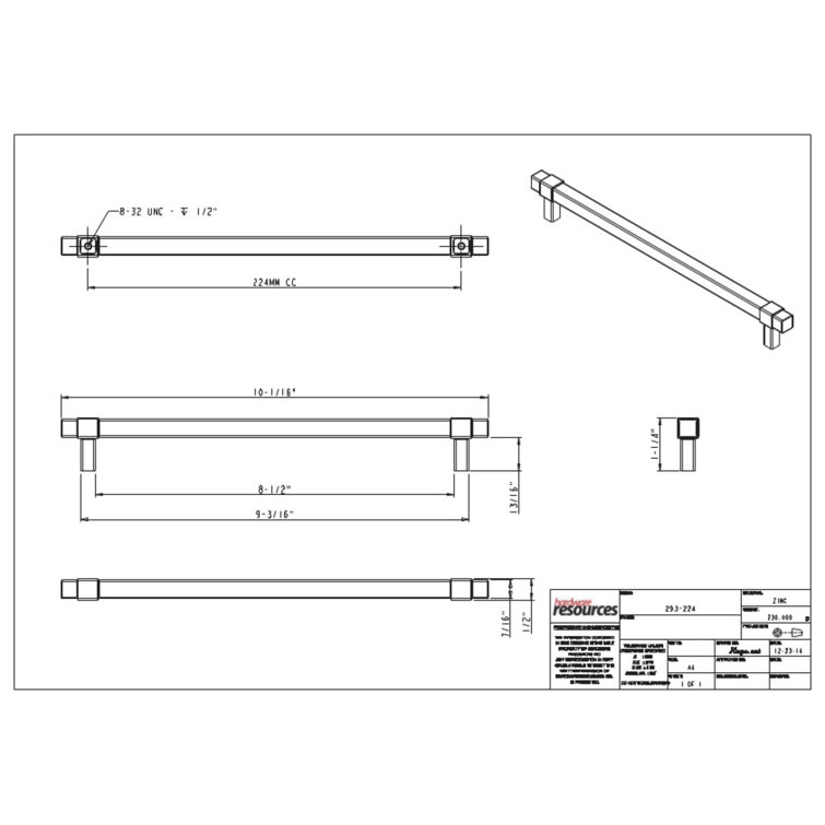 Modern Brushed Nickel Bar Pull with Mounting Hardware