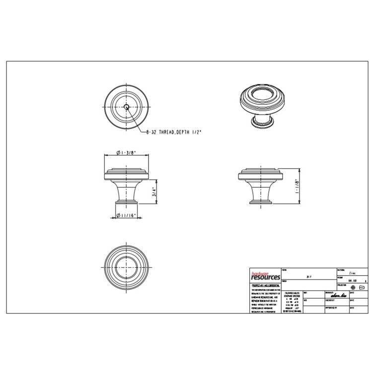 Brushed Nickel Round Traditional Cabinet Knob with Mounting Hardware