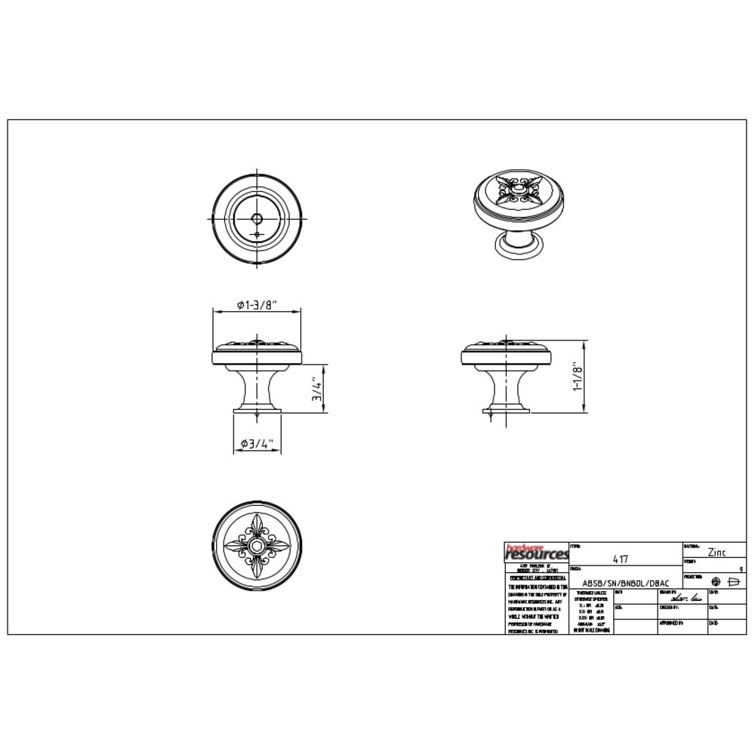 Brushed Nickel Round Cabinet Knob with Mounting Hardware