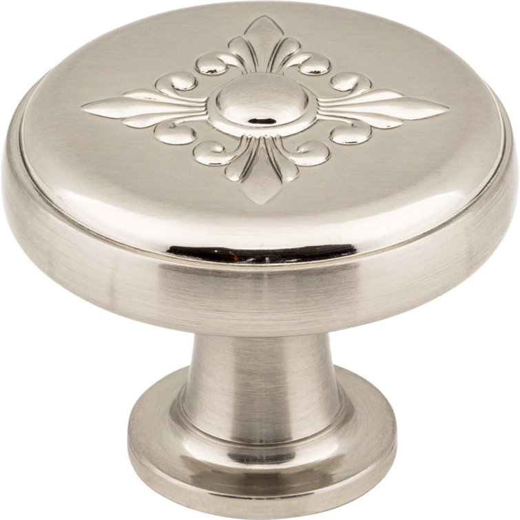 Brushed Nickel Round Cabinet Knob with Mounting Hardware