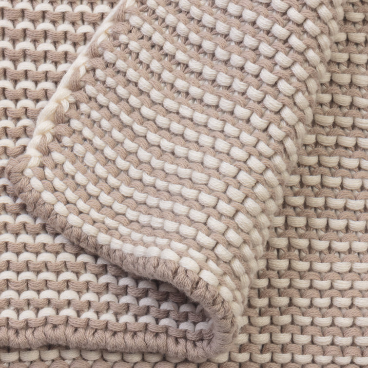 Natural Knitted Cotton Throw Blanket, 50" x 60"