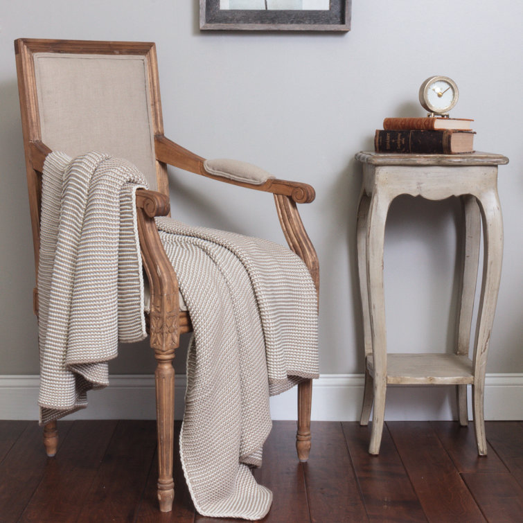 Natural Knitted Cotton Throw Blanket, 50" x 60"