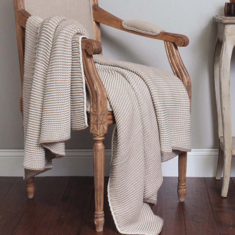 Natural Knitted Cotton Throw Blanket, 50" x 60"