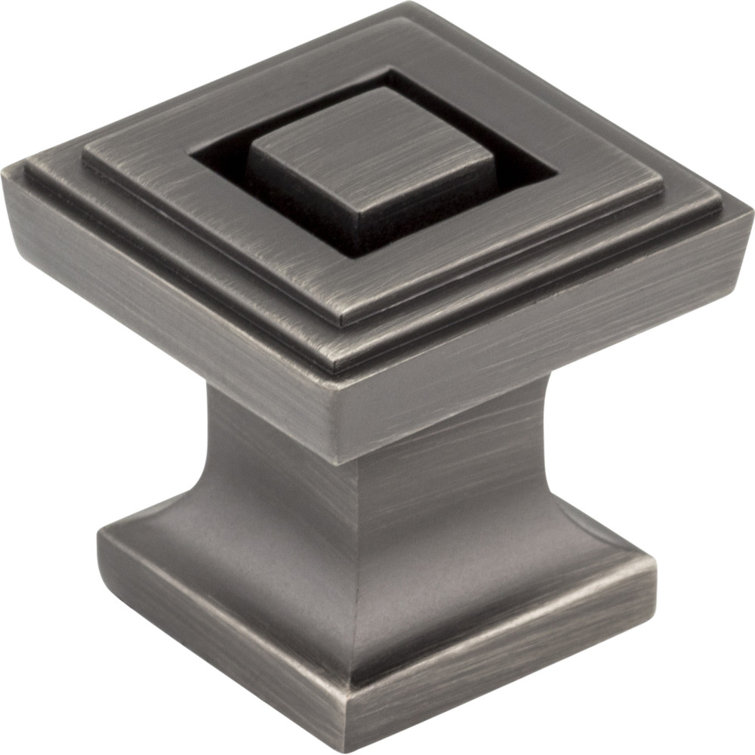 Brushed Pewter Square Cabinet Knob with Mounting Hardware