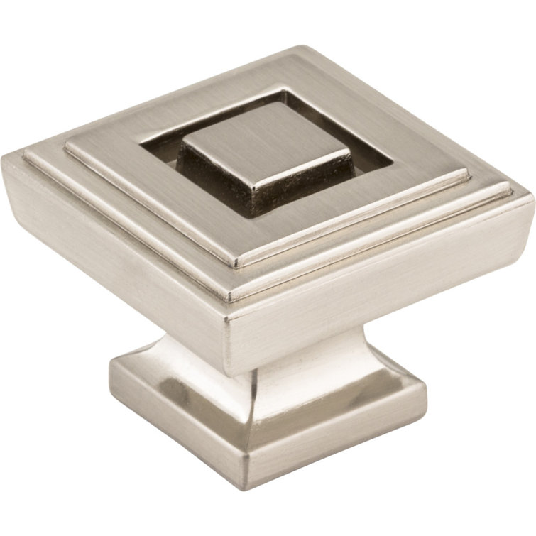 Brushed Nickel Square Cabinet Knob with Mounting Hardware