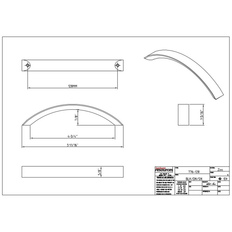 Polished Nickel Contemporary Arch Cabinet Pull with Mounting Hardware