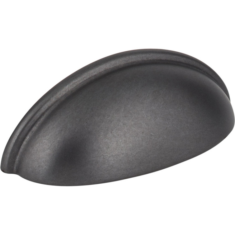 Gun Metal Matte Traditional Cup Pull with Mounting Hardware
