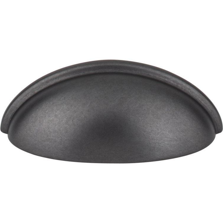 Gun Metal Matte Traditional Cup Pull with Mounting Hardware