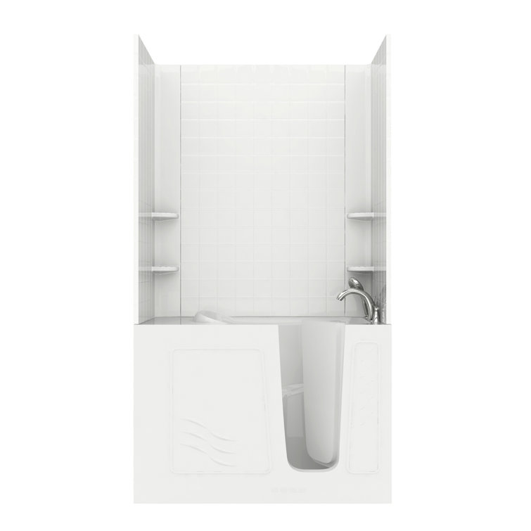 Santa Fe White Fiberglass Walk-In Soaking Bathtub with Faucet
