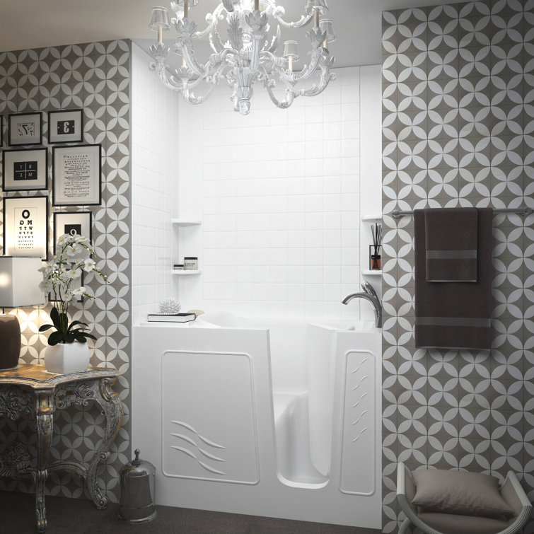 Santa Fe White Fiberglass Walk-In Soaking Bathtub with Faucet