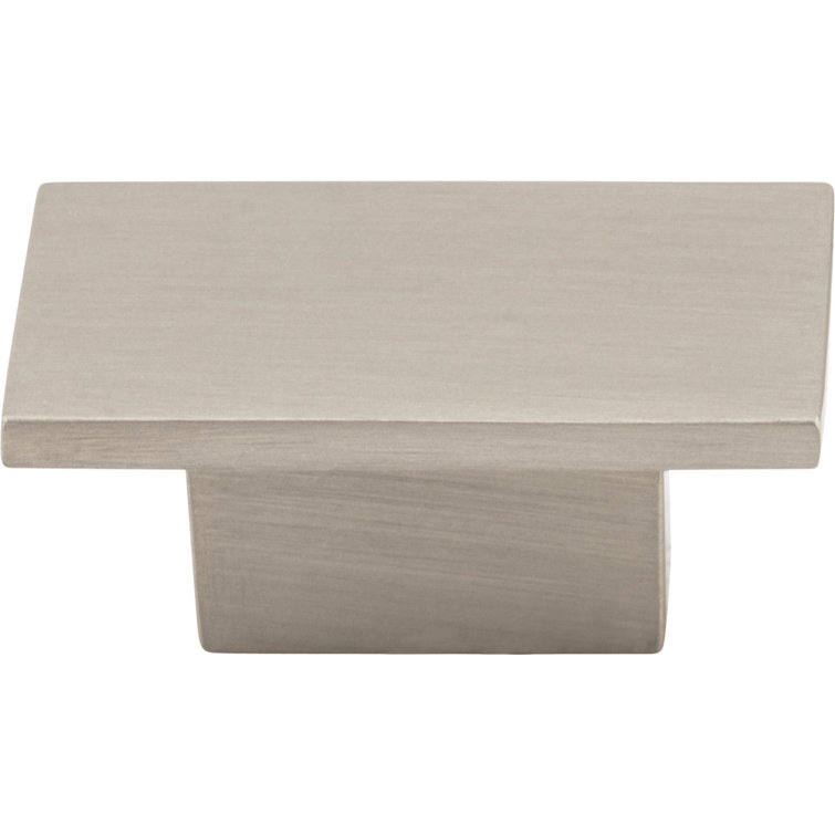 Brushed Nickel Rectangular Cabinet Knob with Mounting Hardware