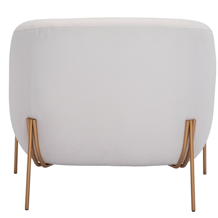 Ivory Elegance 31" Modern Metal Arm Chair with Gold Frame