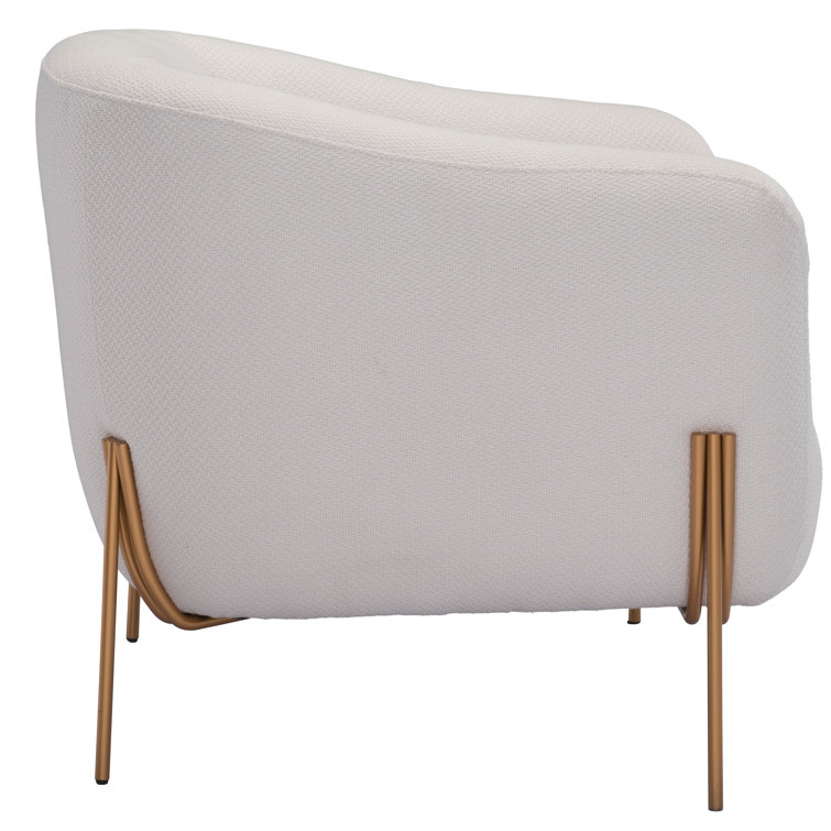 Ivory Elegance 31" Modern Metal Arm Chair with Gold Frame