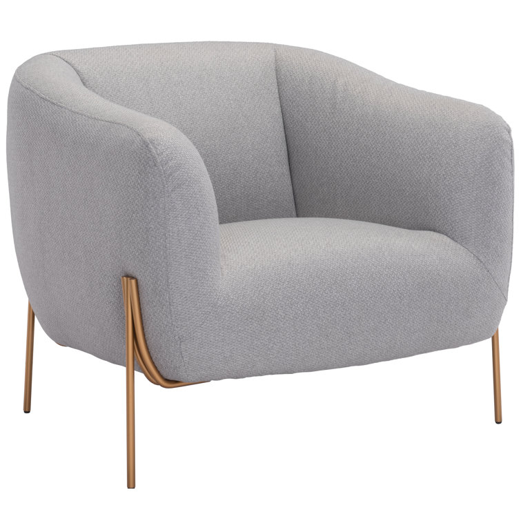 Gray and Gold Curved Modern Accent Chair