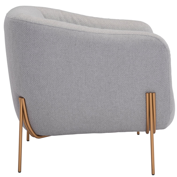 Gray and Gold Curved Modern Accent Chair