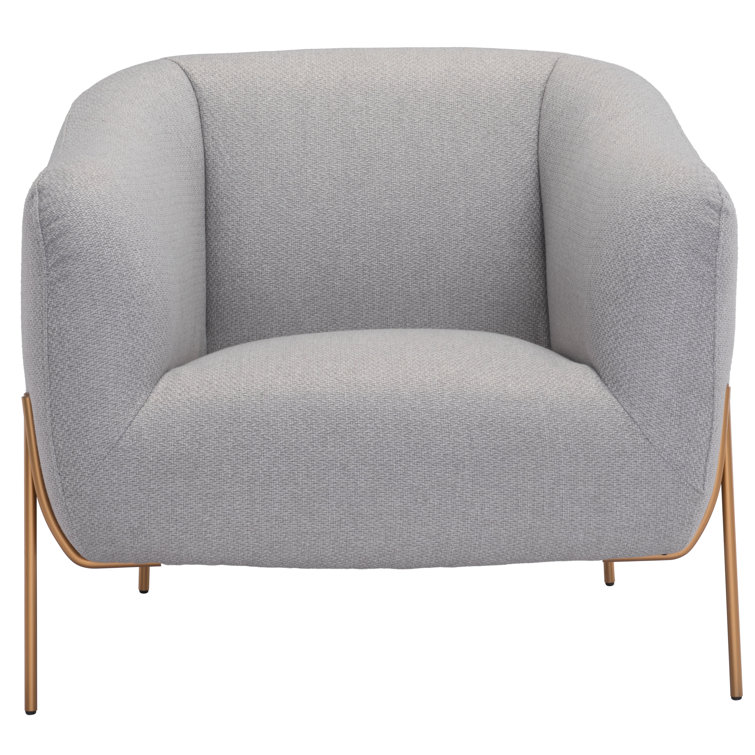 Gray and Gold Curved Modern Accent Chair