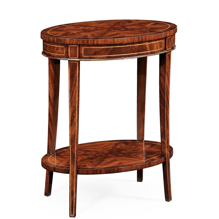 Light Antique Mahogany Round Solid Wood End Table
