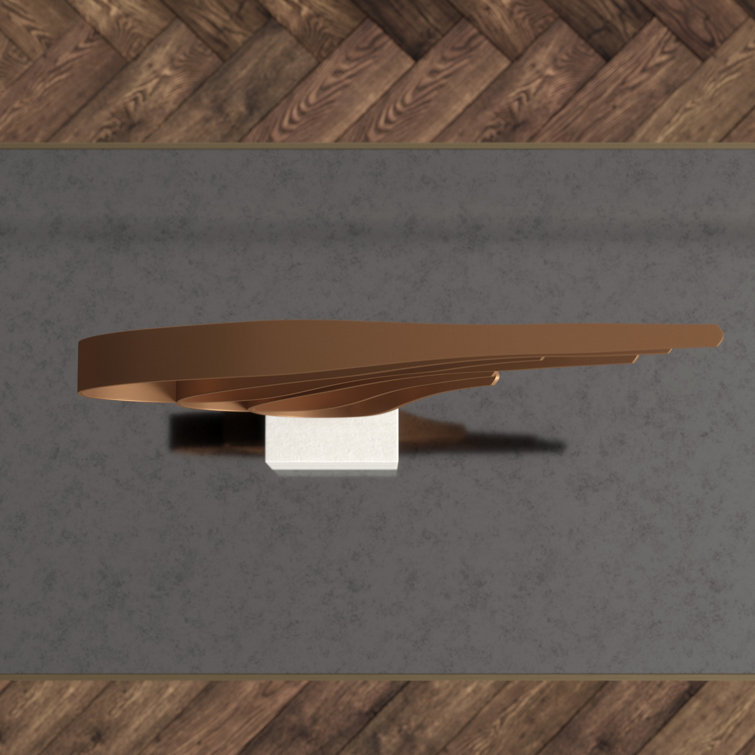 Gold Metal Swoosh Sculpture with Marble Base