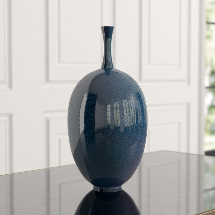 Small Celestial Dark Teal Ceramic Ovoid Vase