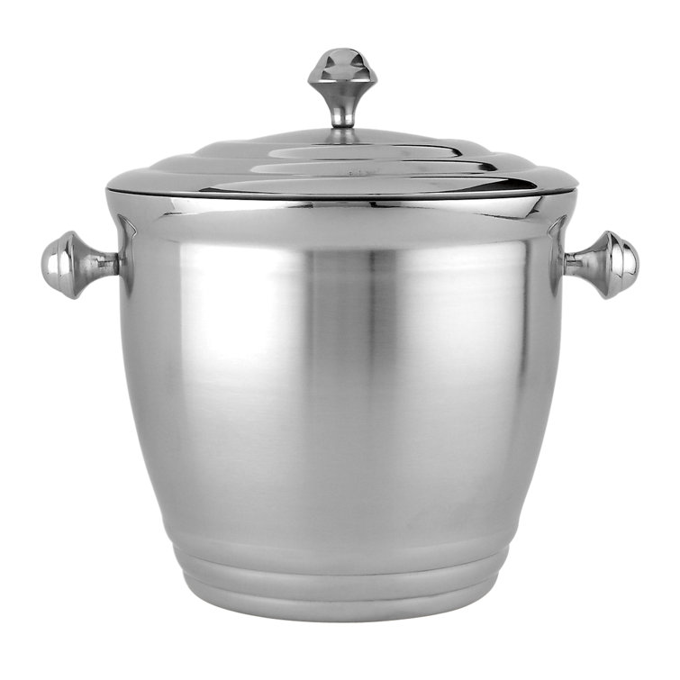 Tuscany Stainless Steel Insulated Ice Bucket with Lid and Handles