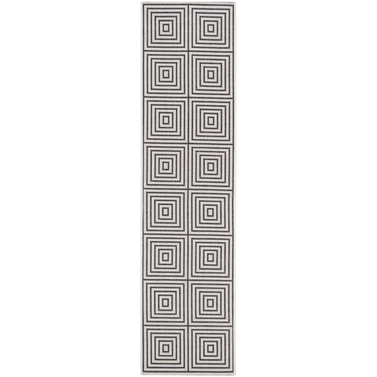 Gray and Charcoal Non-slip Synthetic Runner Rug 2' 2" x 10'